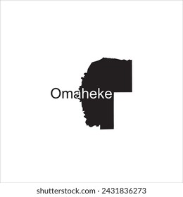 Mapa de Namibia Omaheke y diseño de letras negras sobre fondo blanco