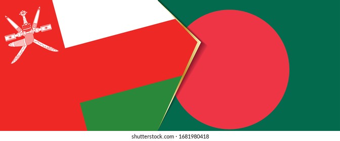 Oman and Bangladesh flags, two vector flags symbol of relationship or confrontation.