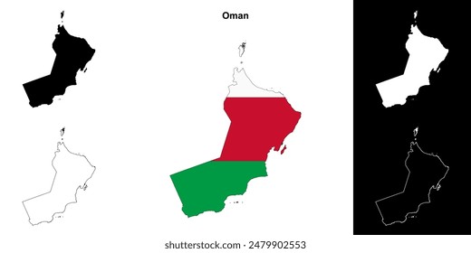 Oman blank outline map set