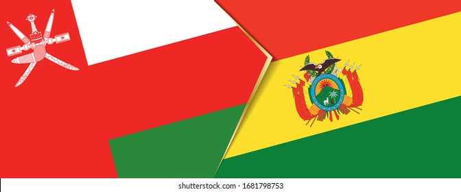 Oman and Bolivia flags, two vector flags symbol of relationship or confrontation.