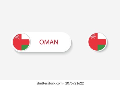 Oman Button Fahne in Illustration von oval geformt mit Wort von Oman. Und Taste Flag Oman. 