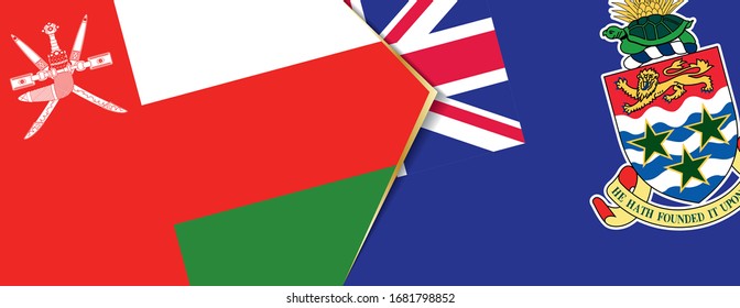 Oman and Cayman Islands flags, two vector flags symbol of relationship or confrontation.