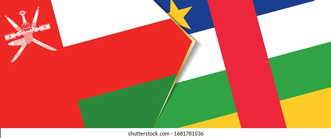 Banderas de Omán y la República Centroafricana, dos banderas vectoriales símbolo de relación o enfrentamiento.