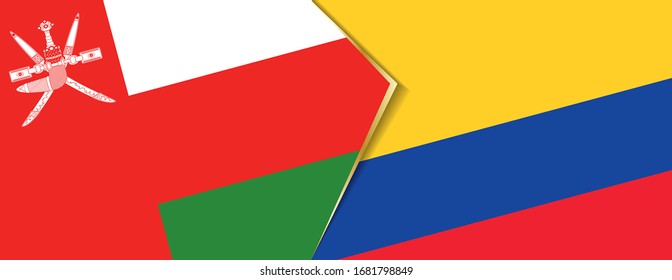 Banderas de Omán y Colombia, dos banderas vectoriales símbolo de relación o confrontación.