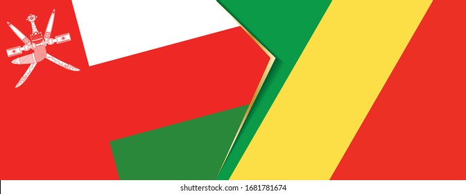 Oman and Congo flags, two vector flags symbol of relationship or confrontation.