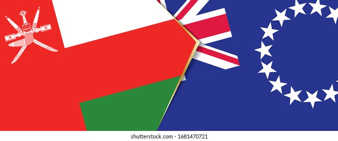 Oman and Cook Islands flags, two vector flags symbol of relationship or confrontation.