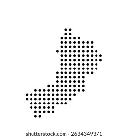 Mapa pontilhado do país de Omã. Ilustração em pixel com ponto preto isolada em fundo branco. Mosaico vetorial.