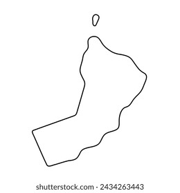 Oman country simplified map. Thin black outline contour. Simple vector icon