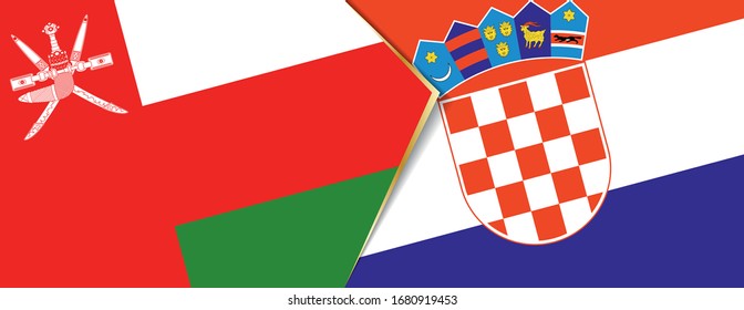 Oman and Croatia flags, two vector flags symbol of relationship or confrontation.