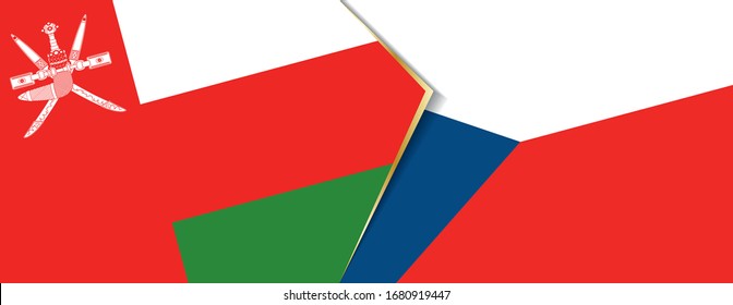 Banderas de Omán y la República Checa, dos banderas vectoriales símbolo de relación o enfrentamiento.