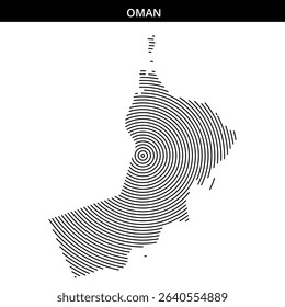Oman depicted with concentric circular art lines.