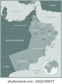 Oman - detailed map with administrative divisions country. Vector illustration