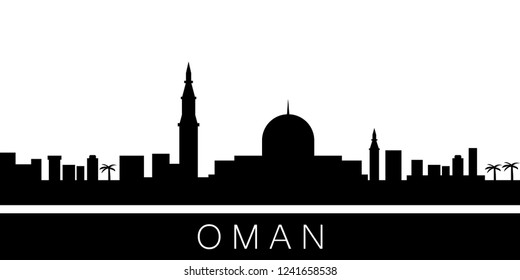 Oman detailed skyline. Vector postcard illustration