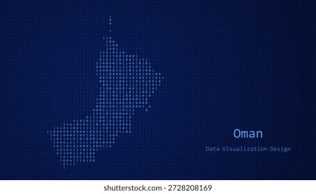 Oman Digital map formed with ones and zeroes for data visualization design