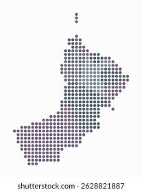 Oman dotted map. Digital style map of the country on white background. Oman shape with circle dots. Colored dots style. Large size circles. Amazing vector illustration.