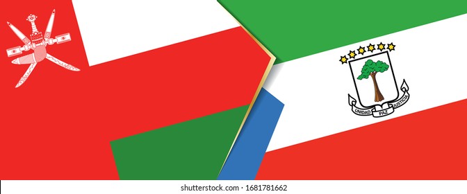 Banderas de Omán y Guinea Ecuatorial, dos banderas vectoriales símbolo de relación o enfrentamiento.