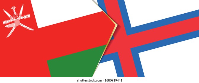 Oman and Faroe Islands flags, two vector flags symbol of relationship or confrontation.