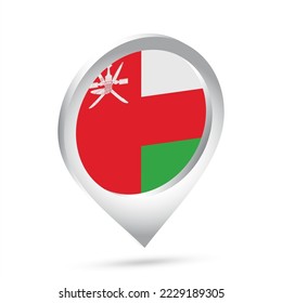 Oman flag 3d pin icon. Vector illustration.