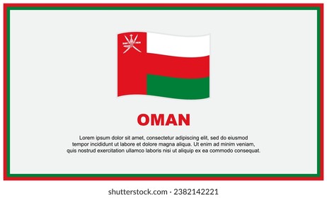 Plantilla de diseño de fondo de resumen de bandera de Omán. Cartel del Día de la Independencia de Omán, Ilustración del Vector de Medios Sociales. Banner de Omán