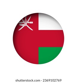 Oman flag - behind the cut circle paper hole with inner shadow.
