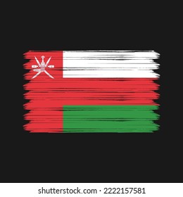 Oman Flag Brush Strokes Painted