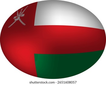 Oman Flag Egg-Shaped Vector Badge - Sphere, Oval, and Egg Design