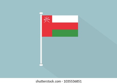 Oman Flag with flagpole,vector illustration