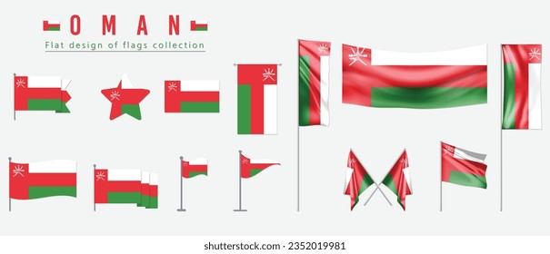 Oman flag, flat design of flags collection