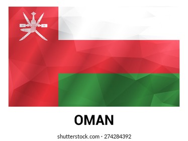Oman Flag, geometric polygonal shapes. Vector illustration.