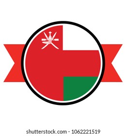 Oman flag in glossy round button of icon. flag logo of Oman emblem isolated on white background, Oman national concept sign, Vector illustration.