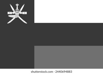 Oman flag - greyscale monochrome vector illustration. Flag in black and white