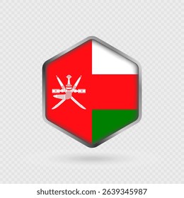 Oman Flag Icon in Hexagon Shape.