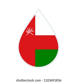 Oman flag icon. Water icon. Drop water. Oman badge. Flag drop.