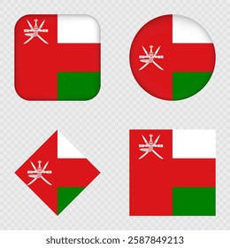 Oman Flag Icons Pack. Vector illustration.