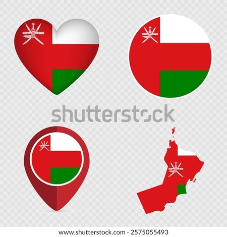 Oman Flag Icons Pack. Vector illustration.
