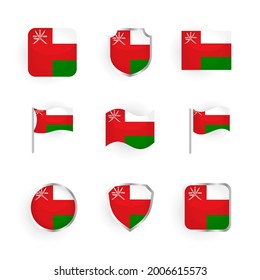 Oman Flag Icons Set Stylish Design
