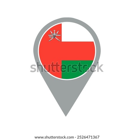 oman flag location pin, flag application, Flag on Location Pin, graphic design, map pointer, vector illustration.	