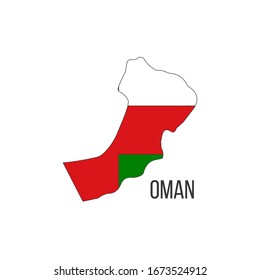 Oman flag map. The flag of the country in the form of borders. Stock vector illustration isolated on white background.