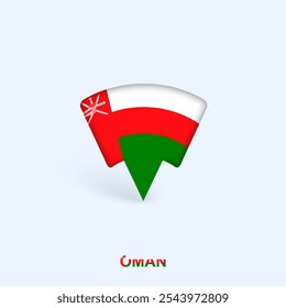 Oman Flag Map Pointer Design with Shadow. Vector illustrator.