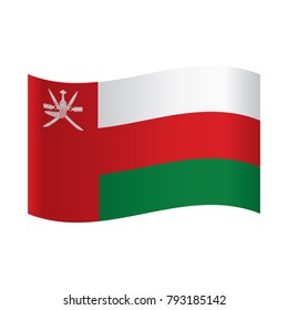 Oman flag on a gray background. Vector illustration, National flag of Oman with correct proportions, element, colors for education books and official documentation.