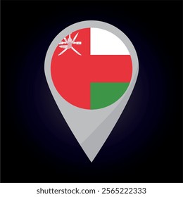 Oman Flag on Location Pin. vector illustration