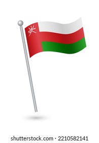 Oman flag on pole waving in the wind vector illustration