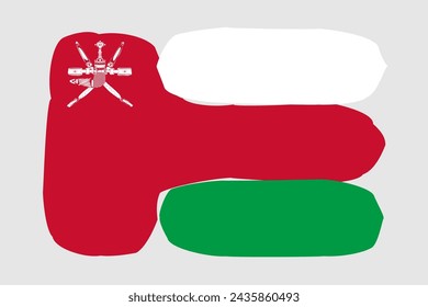 Bandera de Omán - ilustración vectorial de diseño pintado. Estilo de pincel vectorial