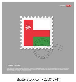 Oman Flag Postage Stamp on white background. Vector illustration.