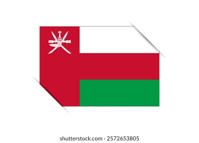 Oman flag - rectangle colorful flag representing a country cultural identity and heritage. The essence of national pride and unity. Attached by the corners in a paper album