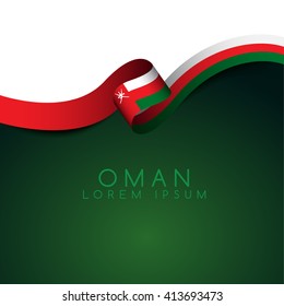 Oman Flag Ribbon : Vector Illustration