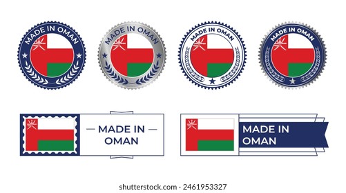 Oman Flag, Oman Flag Stamp, Made in Oman. Oman Verified, Country Flag Stamp, Verified, Certified, Made in, Tag, Seal, Stamp, Silver, Flag, Icon vector.
