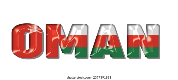 OMAN-Flag-Schriftart, 3D OMAN-bunter Hintergrund, OMAN-Flagge, Vektorgrafik