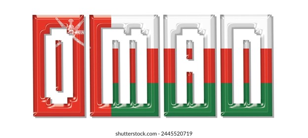 Oman flag text font, 3D Oman flag colorful background, Oman flag vector illustration