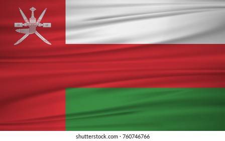 Oman flag vector. Vector flag of Oman blowig in the wind. EPS 10.